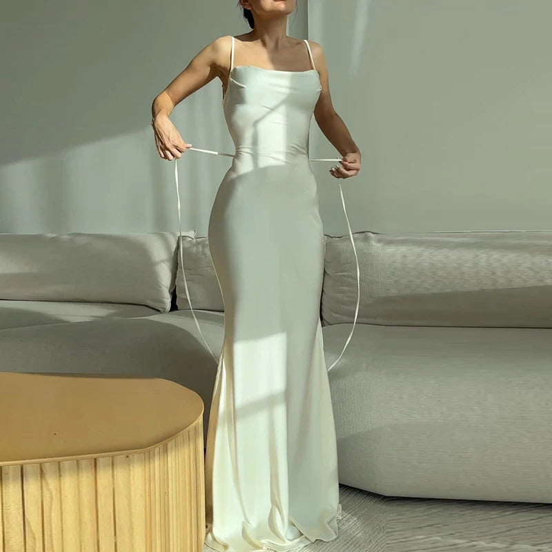 La sirène en satin blanc